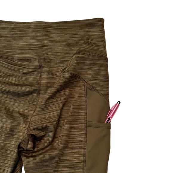 BCG Heather Olive Green Workout Yoga Crop Leggings Medium 6 0455 - Picture 5 of 8